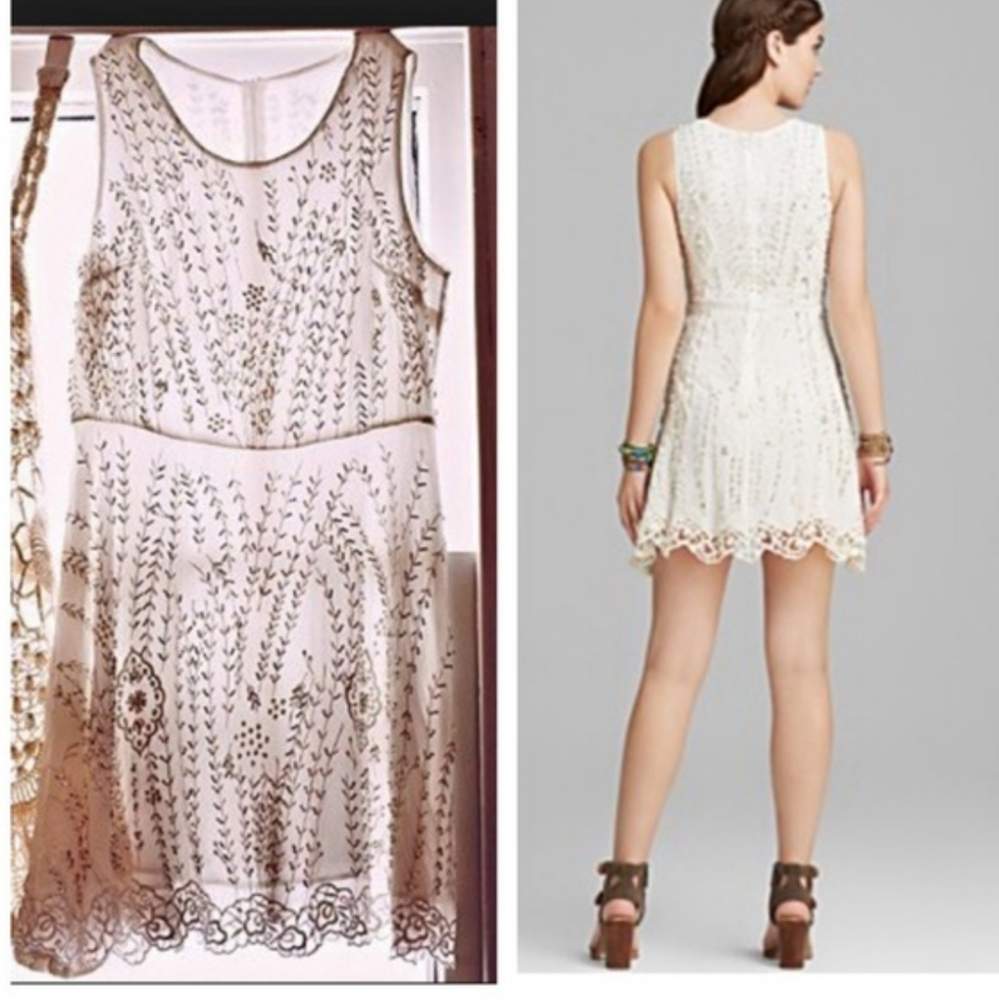 🍒NWOT🍒 FREE PEOPLE VINTAGE BEADED WHITE DRESS - Picture 2 of 8